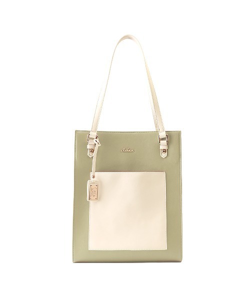 Clelia(クレリア)の「縦型スクエアバーティカルトートバッグ(トートバッグ・レディース・ダークグレー/ライトグレー/レモンイエロー/ライトブラウン/ブラック×グレー/セージグリーン・ONE SIZE)」の7枚目の写真