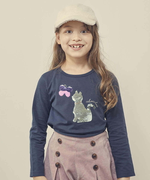 a.v.v（アーヴェヴェ）の「[100-130]スパンコールアソート長袖Tシャツ（Tシャツ/カットソー・キッズ・ホワイト/ネイビー/ライトブルー・120/130/100/110）」の11枚目の写真