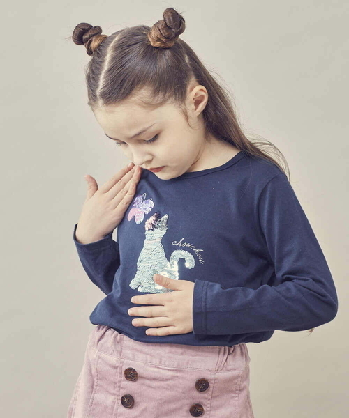 a.v.v（アーヴェヴェ）の「[100-130]スパンコールアソート長袖Tシャツ（Tシャツ/カットソー・キッズ・ホワイト/ネイビー/ライトブルー・120/130/100/110）」の18枚目の写真
