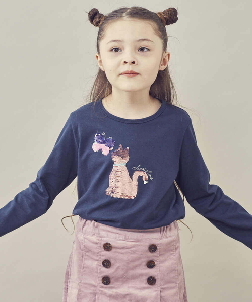 a.v.v（アーヴェヴェ）の「[100-130]スパンコールアソート長袖Tシャツ（Tシャツ/カットソー・キッズ・ホワイト/ネイビー/ライトブルー・120/130/100/110）」の19枚目の写真