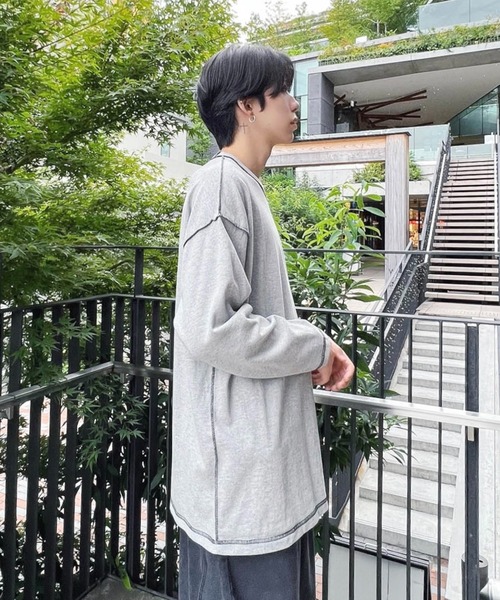 Figments（フィグメンツ）の「オーバーステッチロンＴ（Tシャツ/カットソー・レディース・ブラック/パープル/グレー・FREE）」の14枚目の写真