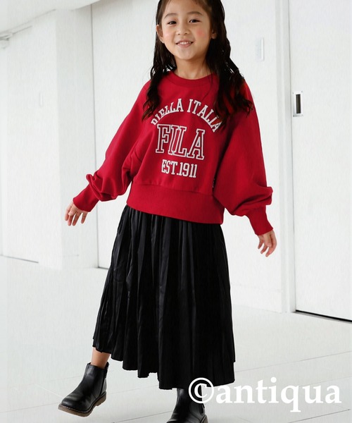 antiqua(アンティカ)の「雰囲気底上げ!カレッジ風『FILA』ロゴ入りスウェットトップス(スウェット・キッズ・レッド/オートミール・130/140/150/160)」の13枚目の写真
