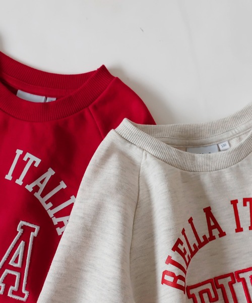 antiqua(アンティカ)の「雰囲気底上げ!カレッジ風『FILA』ロゴ入りスウェットトップス(スウェット・キッズ・レッド/オートミール・130/140/150/160)」の18枚目の写真