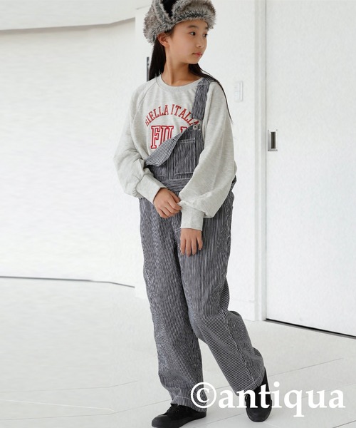 antiqua(アンティカ)の「雰囲気底上げ!カレッジ風『FILA』ロゴ入りスウェットトップス(スウェット・キッズ・レッド/オートミール・130/140/150/160)」の7枚目の写真