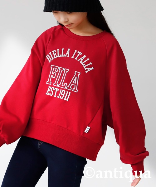 antiqua(アンティカ)の「雰囲気底上げ!カレッジ風『FILA』ロゴ入りスウェットトップス(スウェット・キッズ・レッド/オートミール・130/140/150/160)」の9枚目の写真