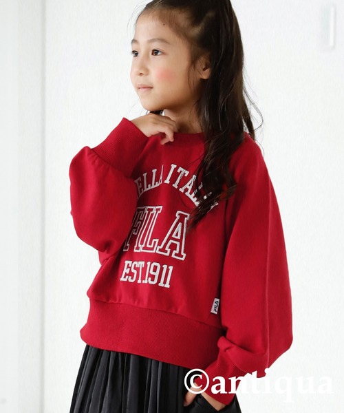 antiqua(アンティカ)の「雰囲気底上げ!カレッジ風『FILA』ロゴ入りスウェットトップス(スウェット・キッズ・レッド/オートミール・130/140/150/160)」の12枚目の写真
