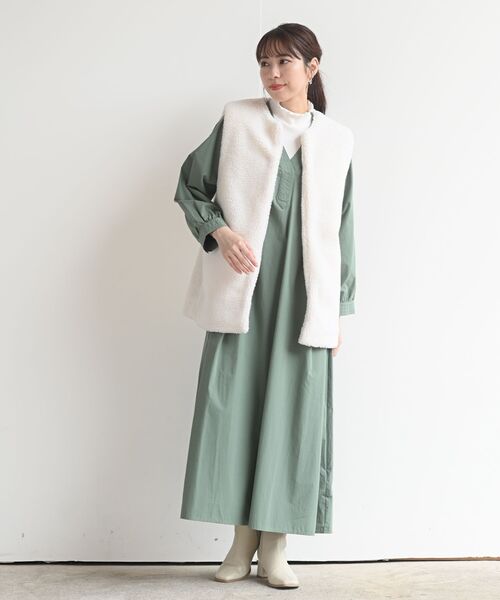 rps(アールピーエス)の「ボアロングベスト(ベスト・レディース・チャコールグレー/ベージュ/アイボリー・フリー)」の4枚目の写真