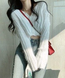 YUGA シャギー　クロップド　カーディガン