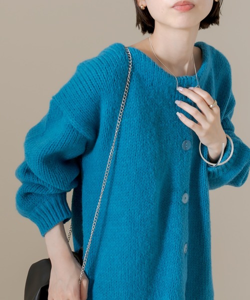 mline（エムライン）の「[mline]クルーロングカーディガン（カーディガン/ボレロ・レディース・ライトグレー/オフホワイト/ブルー・FREE）」の3枚目の写真