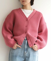 片畦Vネックカーディガン