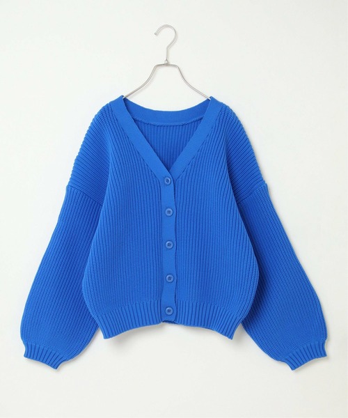 notch.（ノッチ）の「片畦Vネックカーディガン（カーディガン/ボレロ・レディース・グリーン/ピンク/オレンジ/ブラック/オフホワイト/ブルー・M）」の10枚目の写真