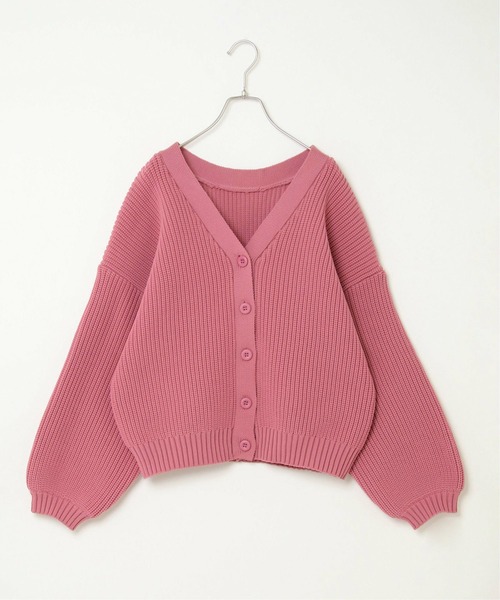 notch.（ノッチ）の「片畦Vネックカーディガン（カーディガン/ボレロ・レディース・グリーン/ピンク/オレンジ/ブラック/オフホワイト/ブルー・M）」の11枚目の写真