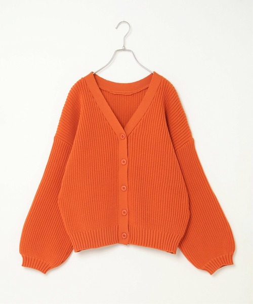 notch.（ノッチ）の「片畦Vネックカーディガン（カーディガン/ボレロ・レディース・グリーン/ピンク/オレンジ/ブラック/オフホワイト/ブルー・M）」の12枚目の写真