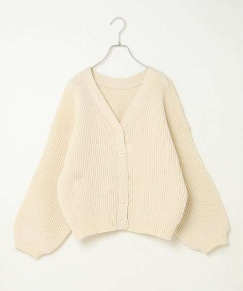 notch.（ノッチ）の「片畦Vネックカーディガン（カーディガン/ボレロ・レディース・グリーン/ピンク/オレンジ/ブラック/オフホワイト/ブルー・M）」の8枚目の写真