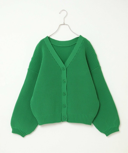 notch.（ノッチ）の「片畦Vネックカーディガン（カーディガン/ボレロ・レディース・グリーン/ピンク/オレンジ/ブラック/オフホワイト/ブルー・M）」の13枚目の写真