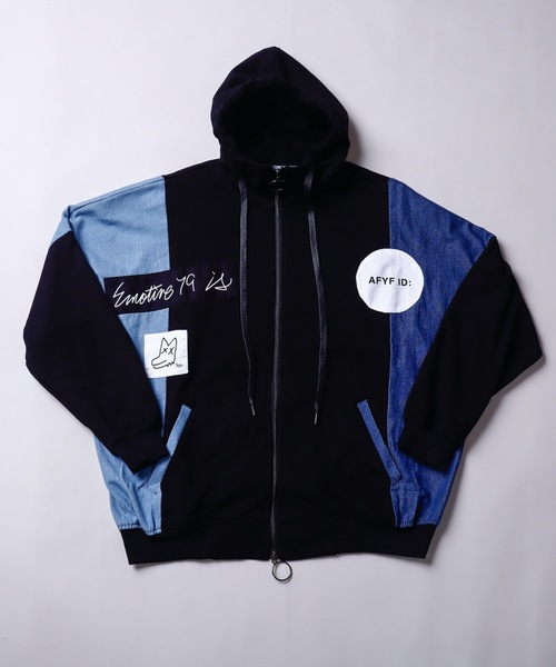 AFYF(エーエフワイエフ)の「AFYF VANDALISMDENIM MIX PARKA/ミックスパーカー(パーカー・メンズ・ブラック/ホワイト・FREE)」の8枚目の写真