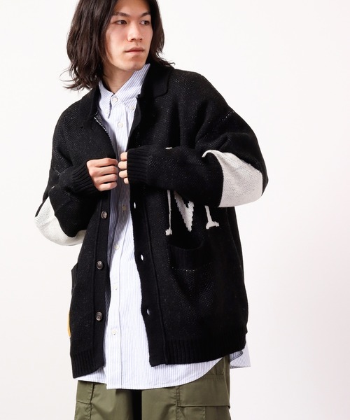 A.T,C in the attic homme(エーティーシーインジアティックオム)の「襟付き 刺繍ワイドカーディガン 2022AW(カーディガン/ボレロ・メンズ・ブラック/オフホワイト・L/M)」の7枚目の写真