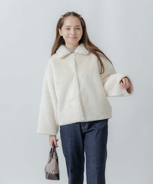 flower(フラワー)の「フラッフィーファーブルゾン(ブルゾン・レディース・ホワイト/ベージュ・FREE)」の3枚目の写真