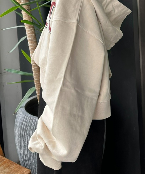 CIAOPANIC（チャオパニック）の「ピグメントスキッパーフーディー/ショート丈パーカー（パーカー・レディース・オフホワイト/マスタード/チャコールグレー・FREE）」の9枚目の写真