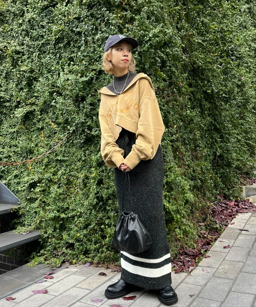 CIAOPANIC（チャオパニック）の「ピグメントスキッパーフーディー/ショート丈パーカー（パーカー・レディース・オフホワイト/マスタード/チャコールグレー・FREE）」の21枚目の写真