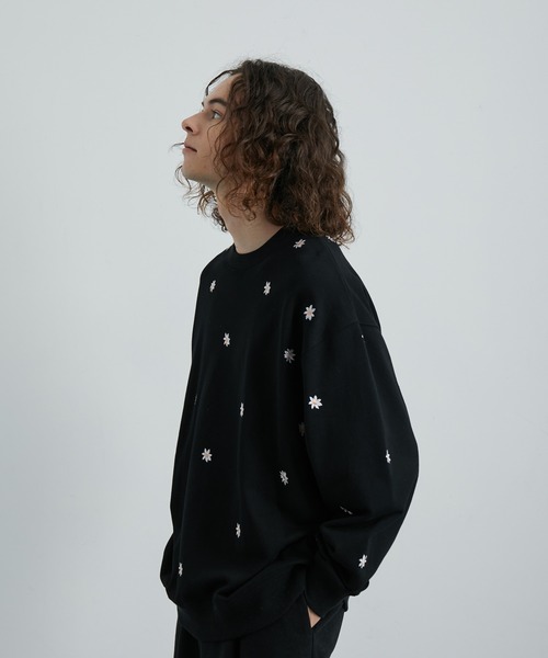 JUNRED（ジュンレッド）の「総柄フラワー刺繍BIGスウェット（スウェット・メンズ・ブラック/ネイビー/グレー・S/M/L）」の10枚目の写真
