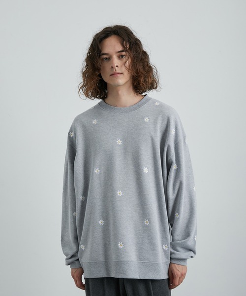 JUNRED（ジュンレッド）の「総柄フラワー刺繍BIGスウェット（スウェット・メンズ・ブラック/ネイビー/グレー・S/M/L）」の7枚目の写真