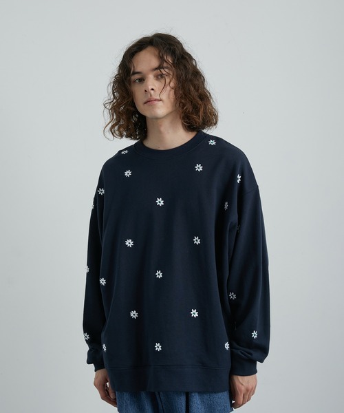 JUNRED（ジュンレッド）の「総柄フラワー刺繍BIGスウェット（スウェット・メンズ・ブラック/ネイビー/グレー・S/M/L）」の22枚目の写真