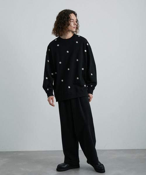 JUNRED（ジュンレッド）の「総柄フラワー刺繍BIGスウェット（スウェット・メンズ・ブラック/ネイビー/グレー・S/M/L）」の14枚目の写真