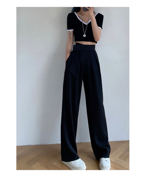 DEVICE（デバイス）の「韓国風デザイン ハイウエスト スラックス（スラックス・レディース・ブラック/グレー/ブラウン・FREE）」の9枚目の写真