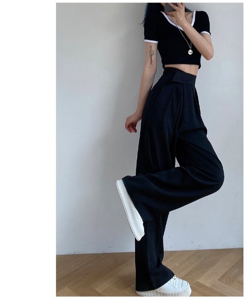 DEVICE（デバイス）の「韓国風デザイン ハイウエスト スラックス（スラックス・レディース・ブラック/グレー/ブラウン・FREE）」の5枚目の写真