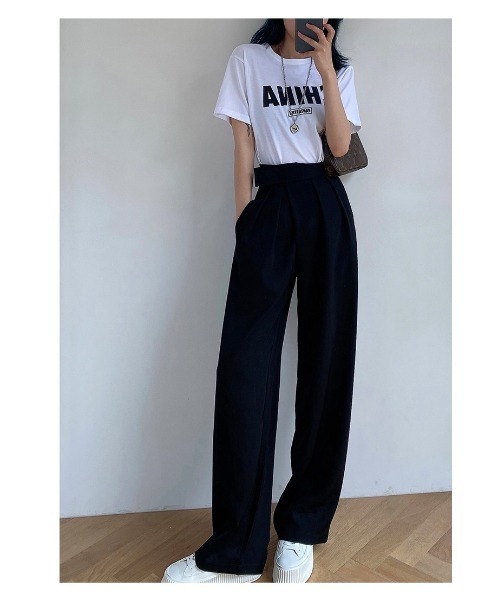 DEVICE（デバイス）の「韓国風デザイン ハイウエスト スラックス（スラックス・レディース・ブラック/グレー/ブラウン・FREE）」の12枚目の写真