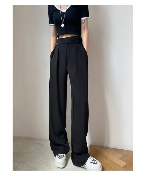 DEVICE（デバイス）の「韓国風デザイン ハイウエスト スラックス（スラックス・レディース・ブラック/グレー/ブラウン・FREE）」の17枚目の写真