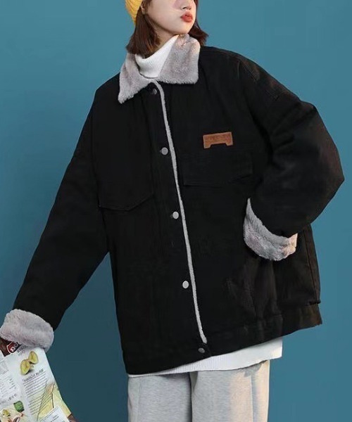 LOPASS(ロパス)の「ファーランチデニムコート(その他アウター・レディース・ブルー/ブラック・M/L)」の1枚目の写真