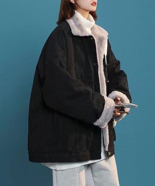 LOPASS(ロパス)の「ファーランチデニムコート(その他アウター・レディース・ブルー/ブラック・M/L)」の3枚目の写真