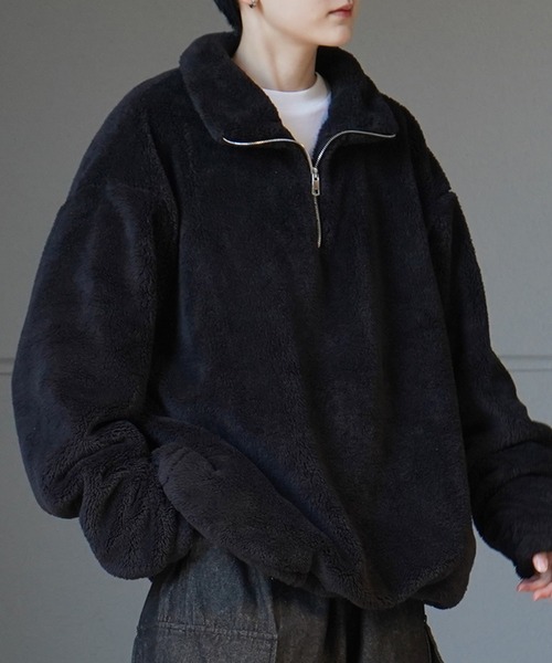 Confirm（コンファーム）の「ビッグシルエット シャギーボア ハーフジッププルオーバー【Confirm】（スウェット・メンズ・チャコールグレー/ベージュ/ナチュラル/ブラック・L/M）」の18枚目の写真