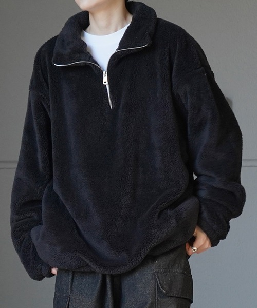 Confirm（コンファーム）の「ビッグシルエット シャギーボア ハーフジッププルオーバー【Confirm】（スウェット・メンズ・チャコールグレー/ベージュ/ナチュラル/ブラック・L/M）」の21枚目の写真