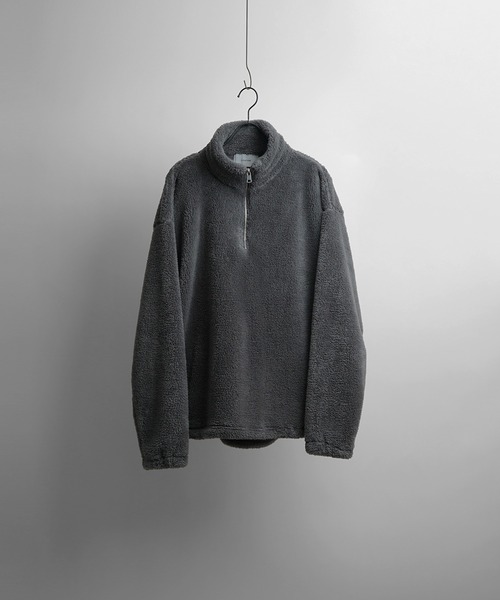 Confirm（コンファーム）の「ビッグシルエット シャギーボア ハーフジッププルオーバー【Confirm】（スウェット・メンズ・チャコールグレー/ベージュ/ナチュラル/ブラック・L/M）」の9枚目の写真