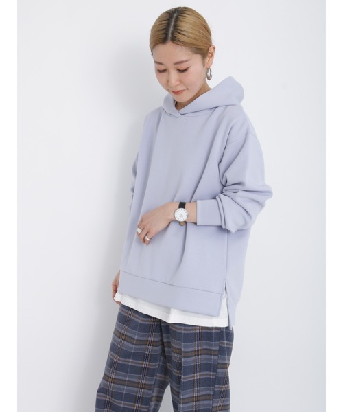 Samansa Mos2 blue(サマンサモスモスブルー)の「ダンボールニットパーカー(パーカー・レディース・サックスブルー/チャコール/キナリ・フリ-)」の3枚目の写真