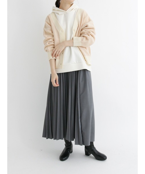 Samansa Mos2 blue(サマンサモスモスブルー)の「ダンボールニットパーカー(パーカー・レディース・サックスブルー/チャコール/キナリ・フリ-)」の10枚目の写真