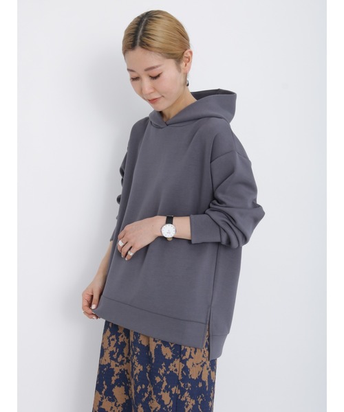 Samansa Mos2 blue(サマンサモスモスブルー)の「ダンボールニットパーカー(パーカー・レディース・サックスブルー/チャコール/キナリ・フリ-)」の20枚目の写真