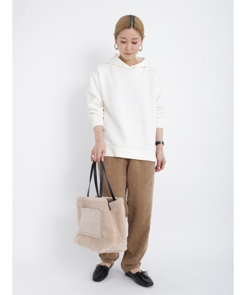 Samansa Mos2 blue(サマンサモスモスブルー)の「ダンボールニットパーカー(パーカー・レディース・サックスブルー/チャコール/キナリ・フリ-)」の13枚目の写真