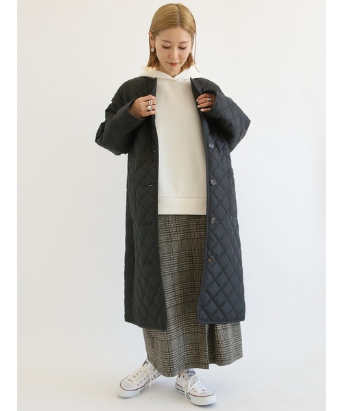 Samansa Mos2 blue(サマンサモスモスブルー)の「ダンボールニットパーカー(パーカー・レディース・サックスブルー/チャコール/キナリ・フリ-)」の4枚目の写真