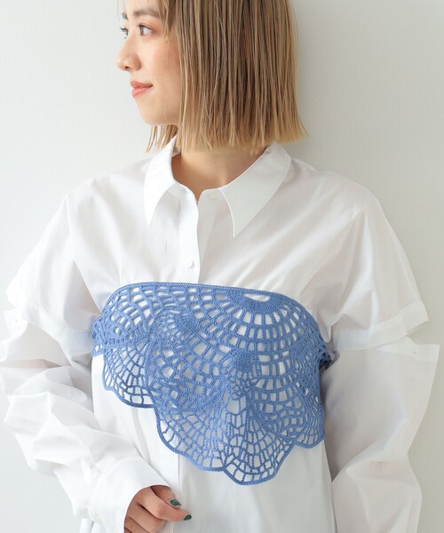 Ray BEAMS（レイビームス）の「Ray BEAMS / バブーシュカ（ストール/ショール・レディース・ライトブルー/ナチュラル・ONE SIZE）」の4枚目の写真