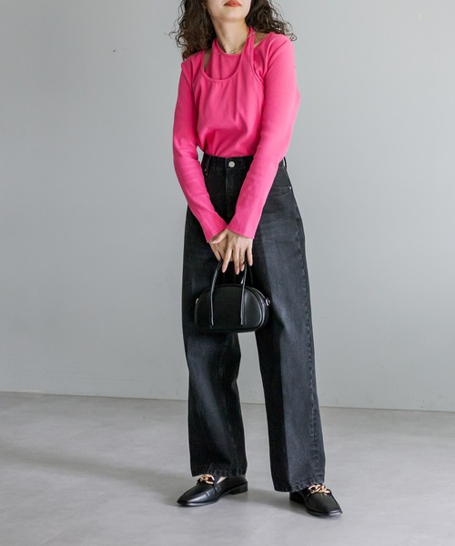 mystic（ミスティック）の「レイヤードリブトップス（Tシャツ/カットソー・レディース・ブラック/アイボリー/ピンク・FREE）」の21枚目の写真