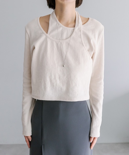 mystic（ミスティック）の「レイヤードリブトップス（Tシャツ/カットソー・レディース・ブラック/アイボリー/ピンク・FREE）」の12枚目の写真