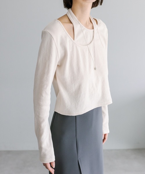 mystic（ミスティック）の「レイヤードリブトップス（Tシャツ/カットソー・レディース・ブラック/アイボリー/ピンク・FREE）」の13枚目の写真