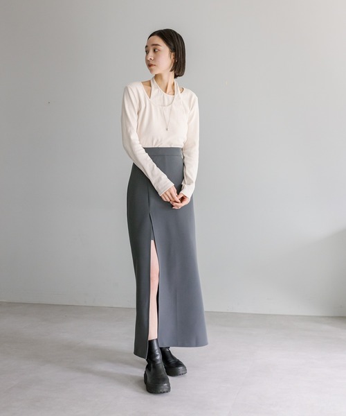 mystic（ミスティック）の「レイヤードリブトップス（Tシャツ/カットソー・レディース・ブラック/アイボリー/ピンク・FREE）」の7枚目の写真