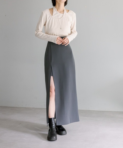 mystic（ミスティック）の「レイヤードリブトップス（Tシャツ/カットソー・レディース・ブラック/アイボリー/ピンク・FREE）」の8枚目の写真