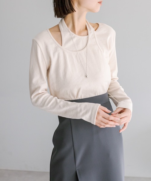 mystic（ミスティック）の「レイヤードリブトップス（Tシャツ/カットソー・レディース・ブラック/アイボリー/ピンク・FREE）」の10枚目の写真