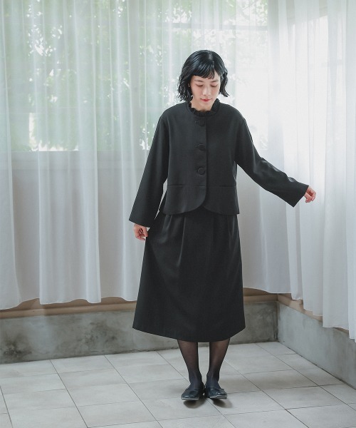 アンサンブル　　シワ加工のアンサンブルになります。 喪服・礼服】洗える防しわナチュラルノーカラーアンサンブル（ノー
